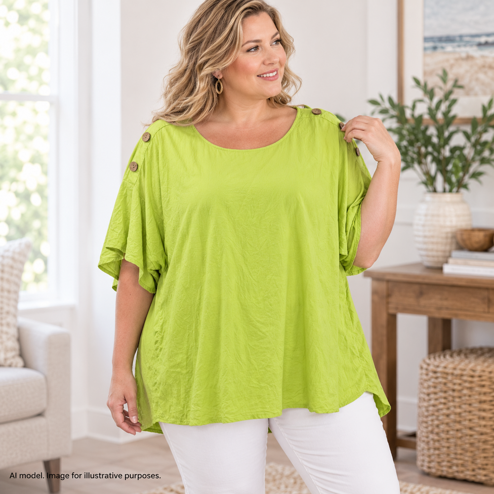 Soft Surroundings Shirt Womens 2X Green Linen Blend Dolman Tunic Top Boat Neck